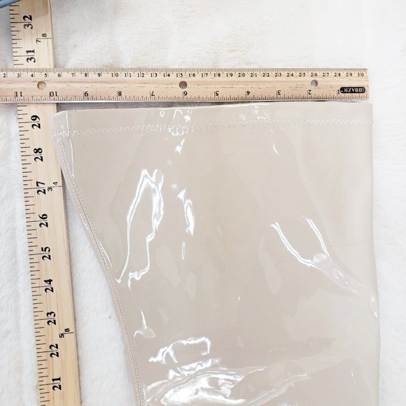 Bad Girlz Off White Nude Stretch Patent Wide Top Thigh High Heel Boots Brand New - Picture 8 of 10